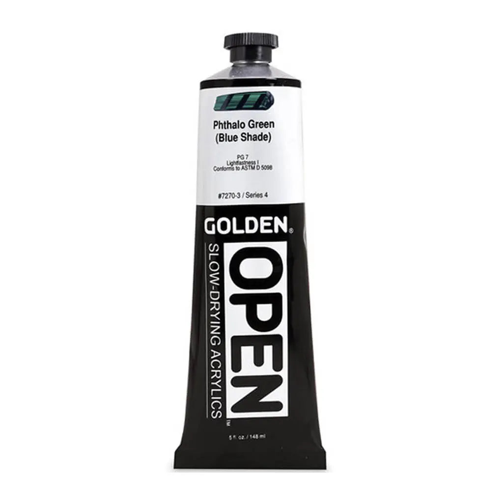 Golden OPEN Slow-Drying Acrylic Paint 5oz Phthalo Green / (Blue Shade) S4