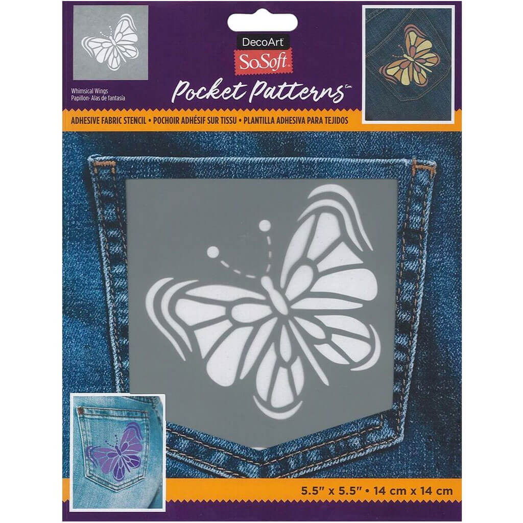 Fabric Stencil 5.5in x 5.5in, Whimsical Wings