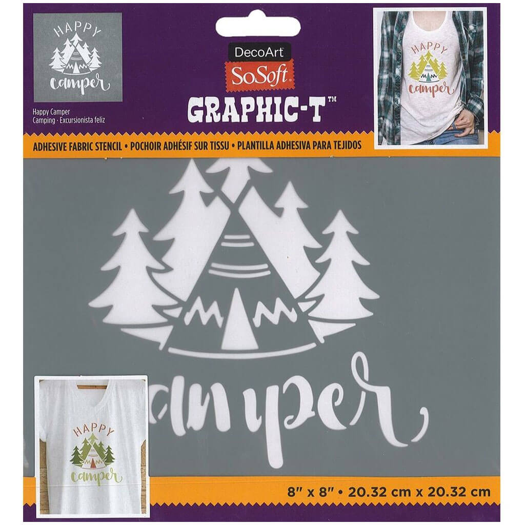 Fabric Stencils Graphic T 8in x 8in, Happy Camper