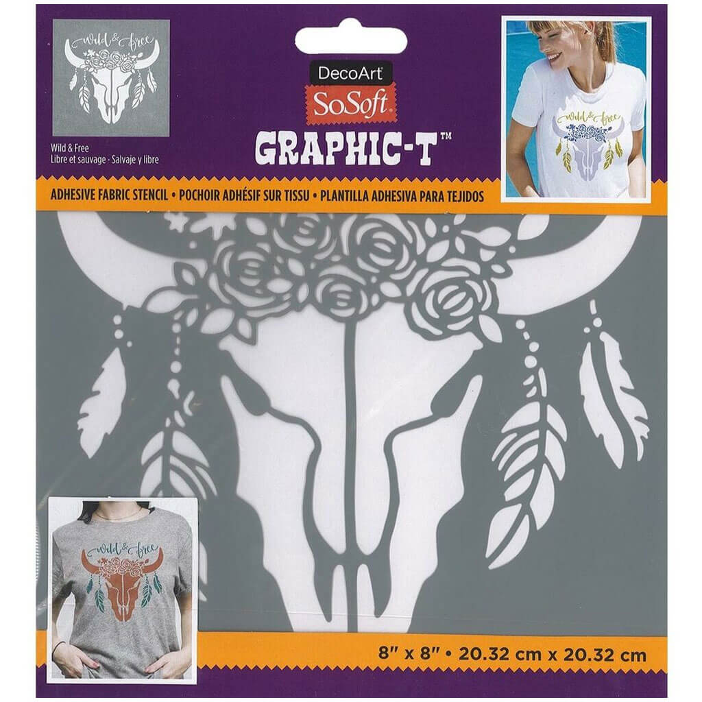 Fabric Stencils Graphic T 8in x 8in, Wild &amp; Free