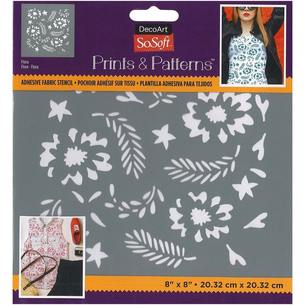 Fabric Stencils Prints &amp; Patterns 8in x 8in, Flora