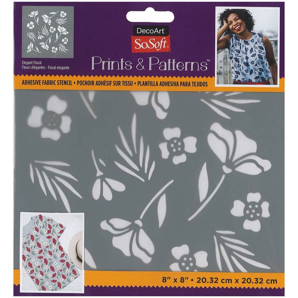 Fabric Stencils Prints &amp; Patterns 8in x 8in, Elegant Floral