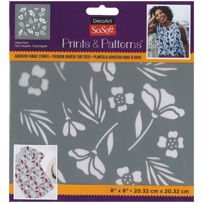 Fabric Stencils Prints & Patterns 8in x 8in, Elegant Floral