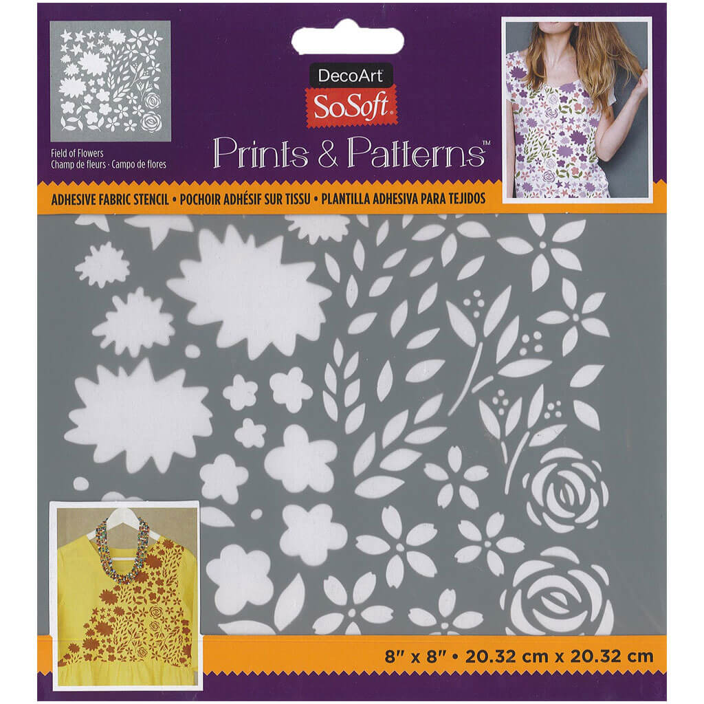 Fabric Stencils Prints &amp; Patterns 8in x 8in, Field of Flowers