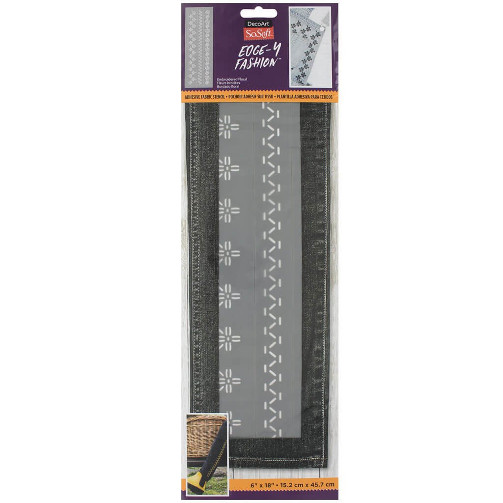 Fabric Stencils Edgy Fashion 6in x18in,  Embroidered Floral