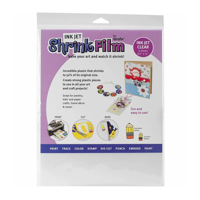 Grafix Pk/4 White Doodle/Clear Shrink 8.5in x 11in