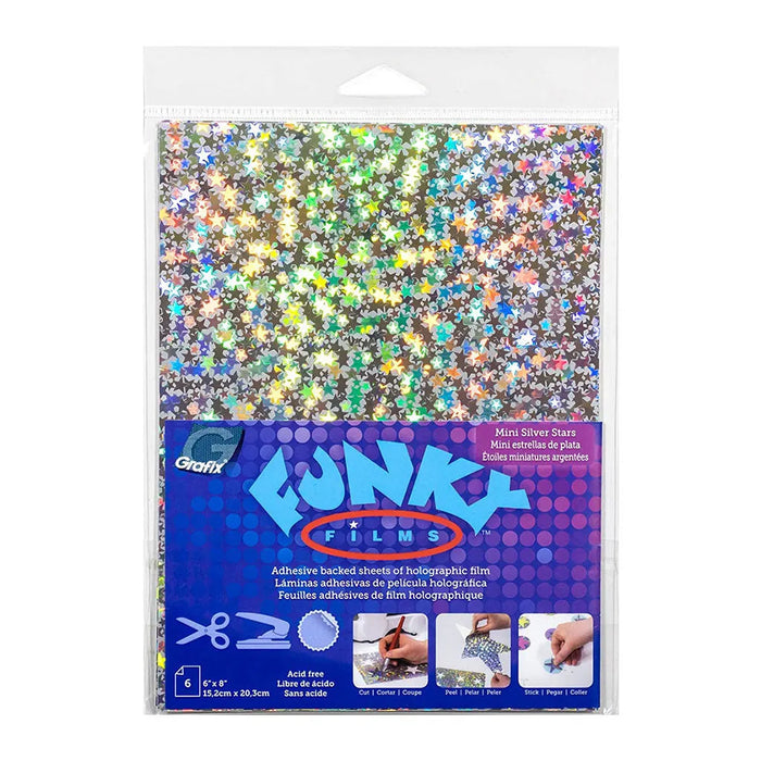 Grafix Pk/6 Funky Film Mini Silver Star 6in x 8in