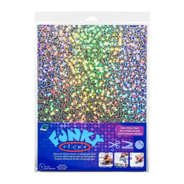Grafix Funky Film Silver Sequins 12in x 12in, Pk/6