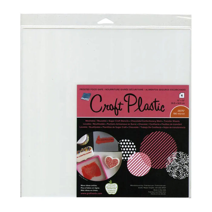 Grafix Pk/4 0075 Foodsafe Craft Plastic 12in x 12in
