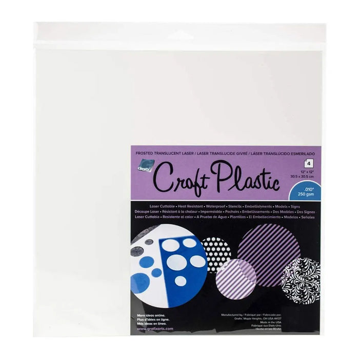 Grafix PK/4 010 Frosted Laser Craft Plastic 12in x 12in