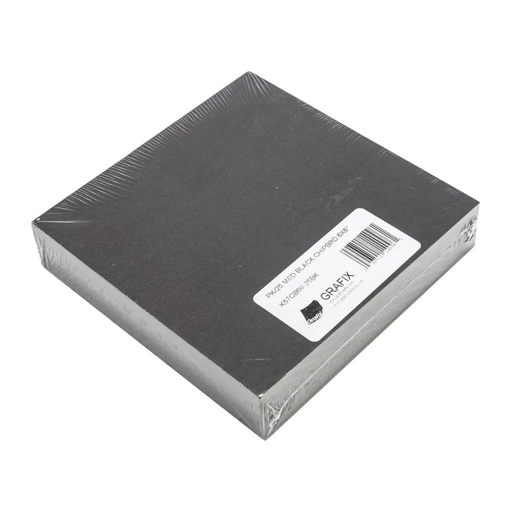PK/25 MED BLACK CHIPBRD 6X6"