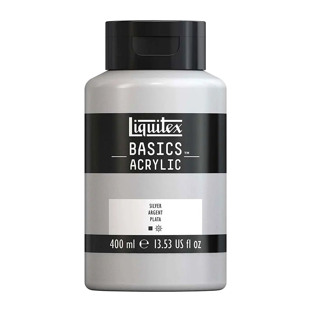 Liquitex Basics Acrylic Color 400ml (13.53oz) Squeeze Bottle Silver S1