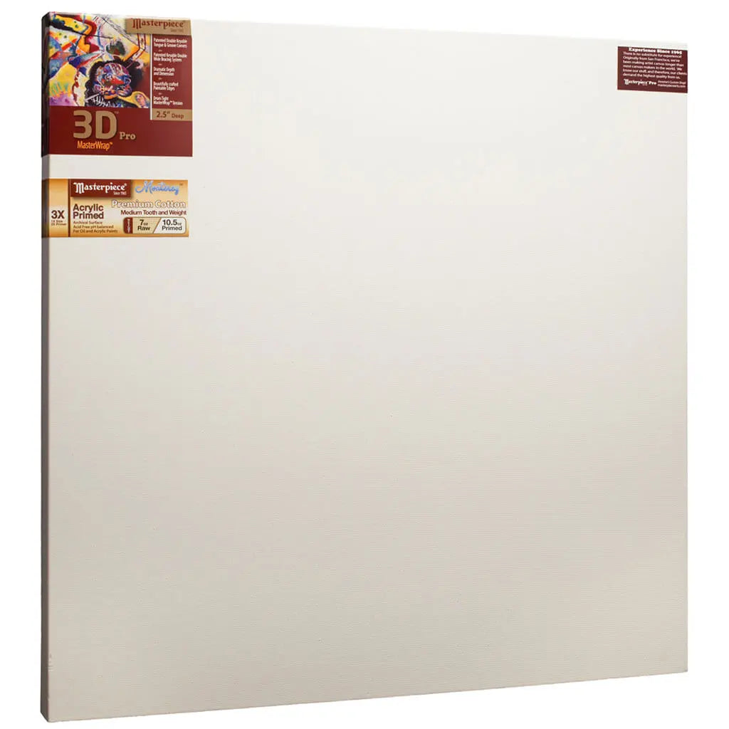 Masterpiece 3D Pro 2.5in Deep, Monterey 3X Acrylic Primed Cotton 7oz, Stretched Canvas 48x48in x in