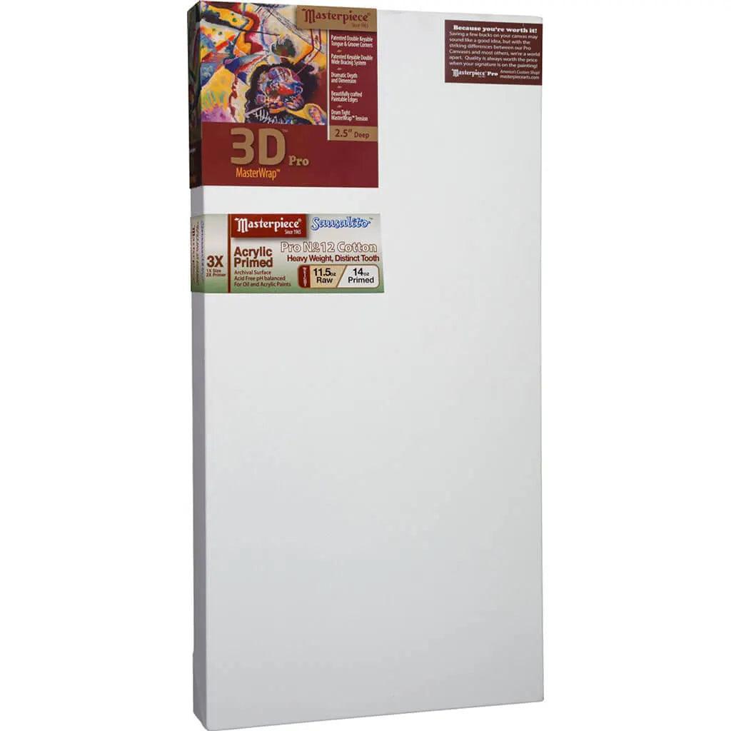 Masterpiece 3D Pro 2.5in Deep, Sausalito  3X Acrylic Primed Cotton 12oz, Stretched Canvas 18in x 24in