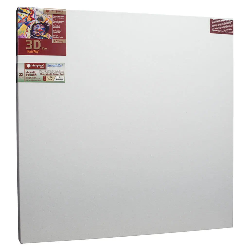 Masterpiece 3D Pro 2.5in Deep, Sausalito  3X Acrylic Primed Cotton 12oz, Stretched Canvas 24in x 24in