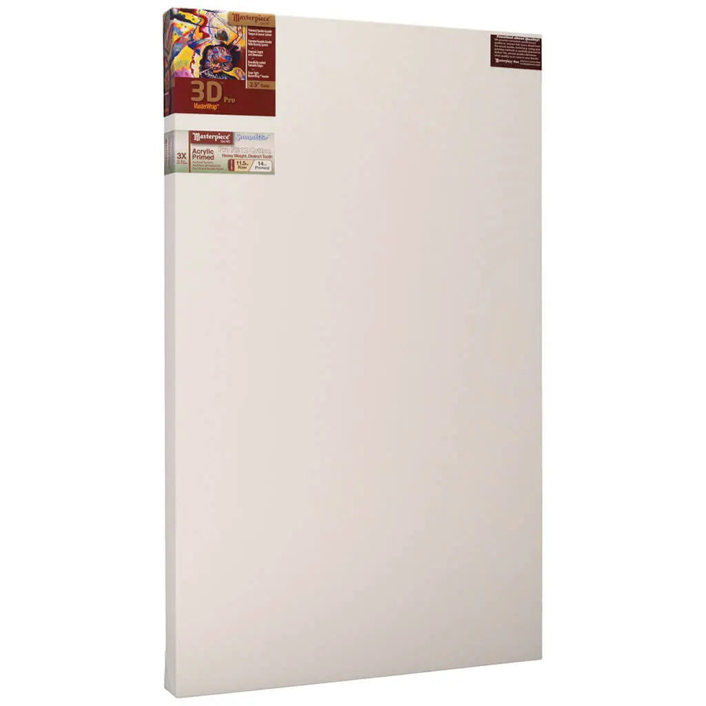 Masterpiece 3D Pro 2.5in Deep, Sausalito  3X Acrylic Primed Cotton 12oz, Stretched Canvas 24in x 36in