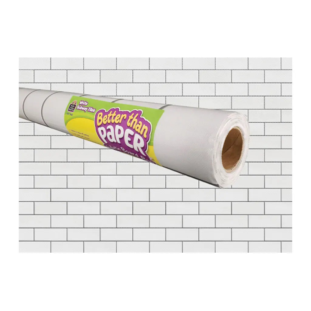 Better Than Paper Bulletin Board Roll 4ft x 12ft White Subway Tile