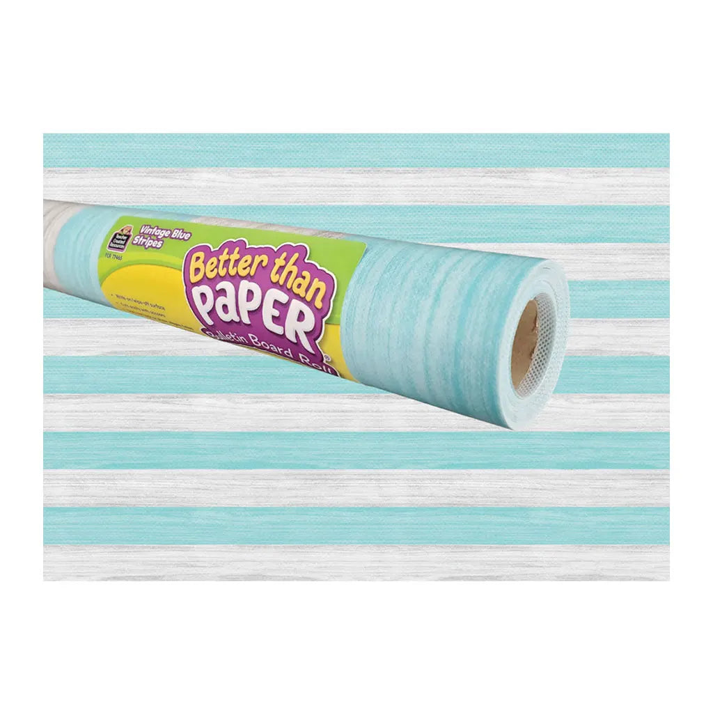 Better Than Paper Bulletin Board Roll 4ft x 12ft Vintage Blue Stripes