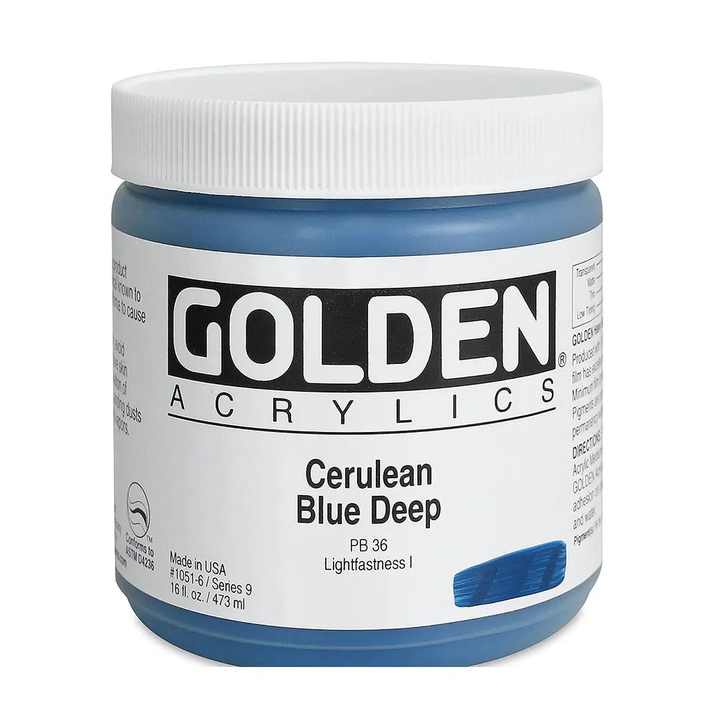 Golden Heavy Body Acrylic 16oz Cerulean Blue Deep S9