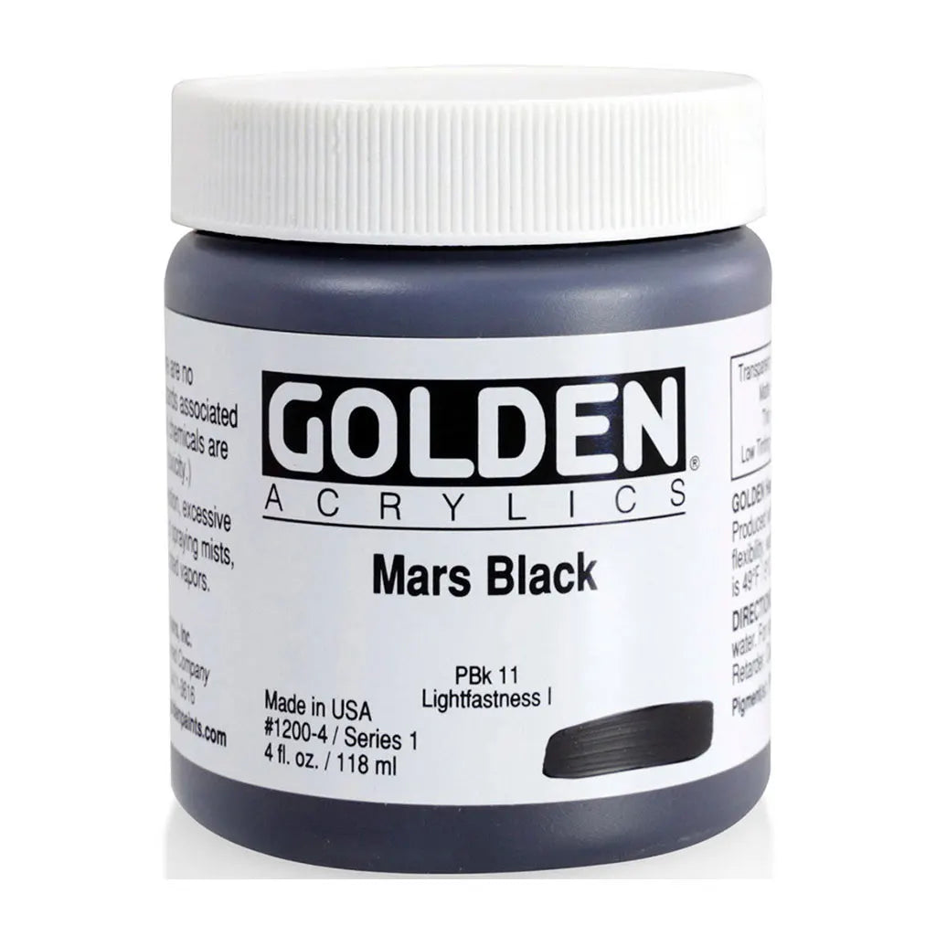 Golden Heavy Body Acrylic 4oz Mars Black S1