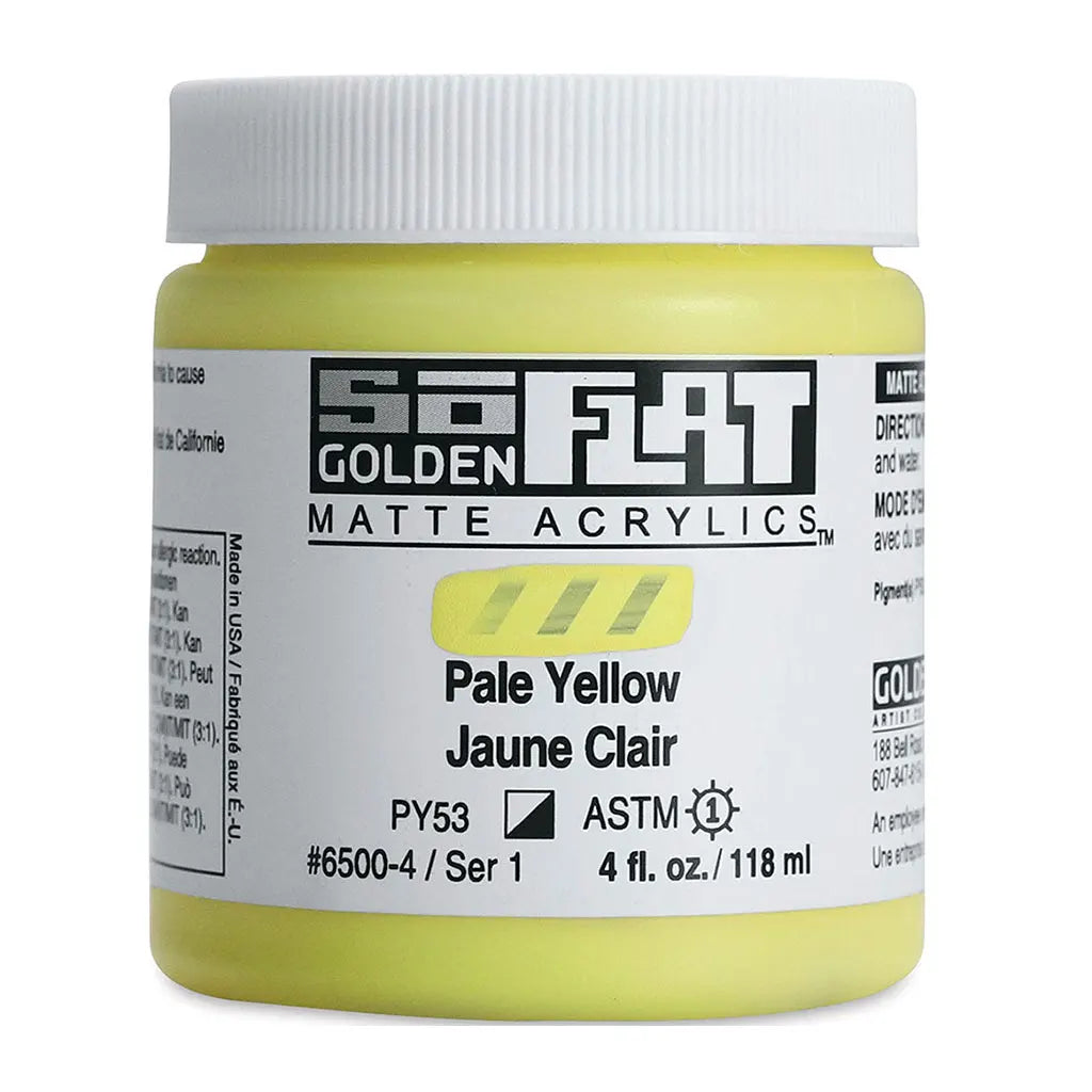 Golden SoFlat Matte Acrylic Paint 4oz Pale Yellow S1