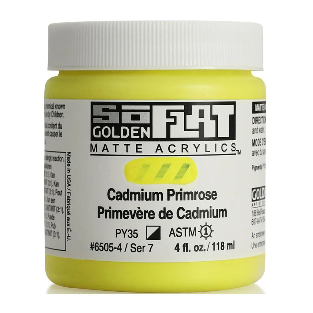 Golden SoFlat Matte Acrylic Paint 4oz Cadmium Primrose S7