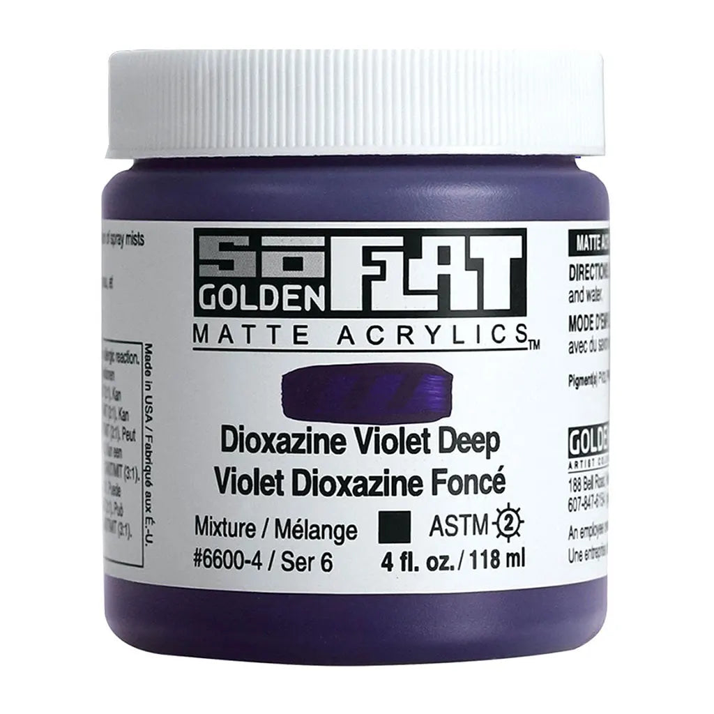 Golden SoFlat Matte Acrylic Paint 4oz Dioxazine Violet Deep S6