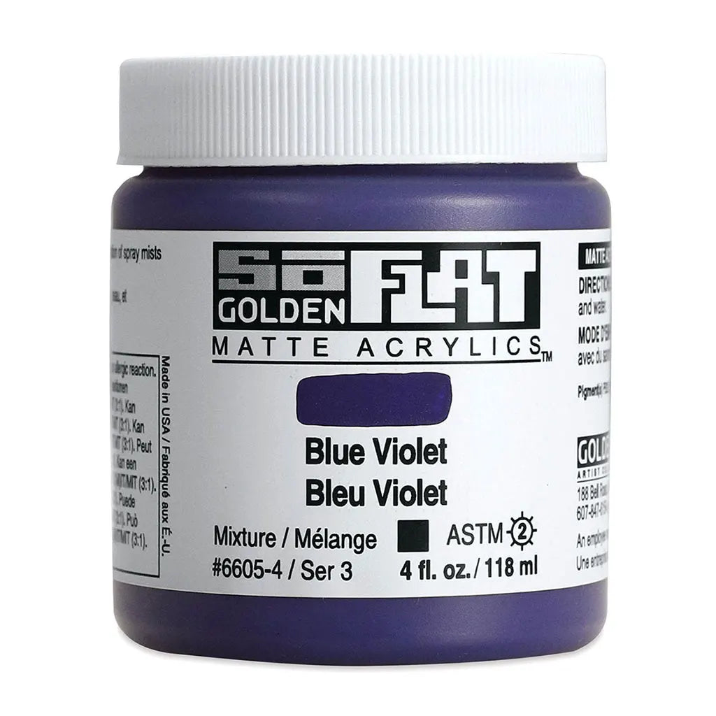 Golden SoFlat Matte Acrylic Paint 4oz Blue Violet S3