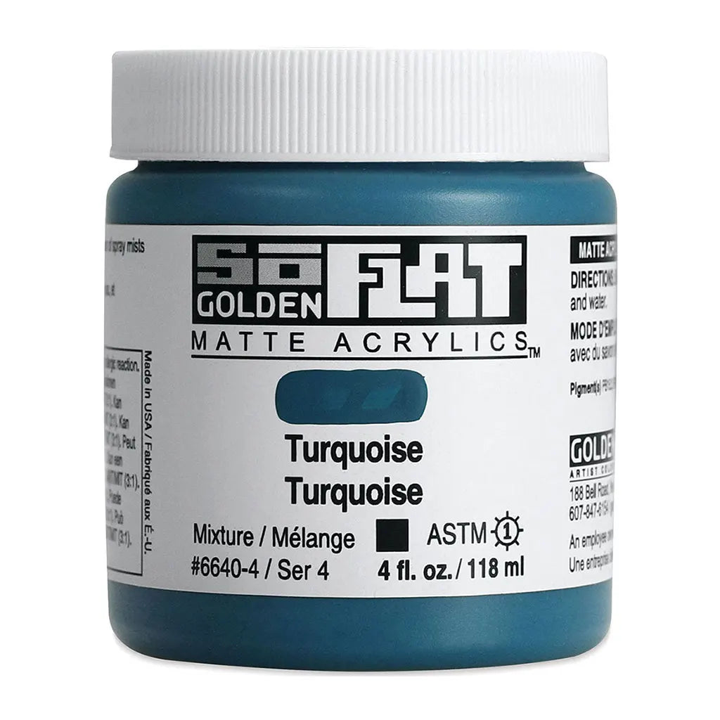 Golden SoFlat Matte Acrylic Paint 4oz Turquoise S4