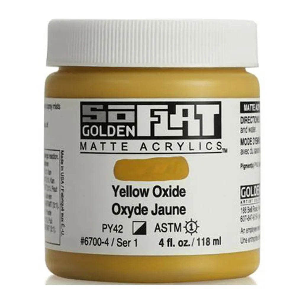 Golden SoFlat Matte Acrylic Paint 4oz Yellow Oxide S1