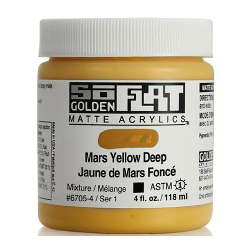 Golden SoFlat Matte Acrylic Paint 4oz Mars Yellow Deep S1