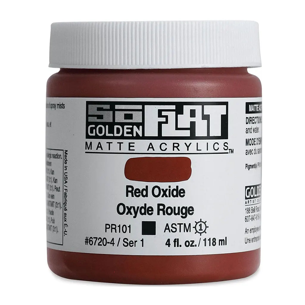 Golden SoFlat Matte Acrylic Paint 4oz Red Oxide S1
