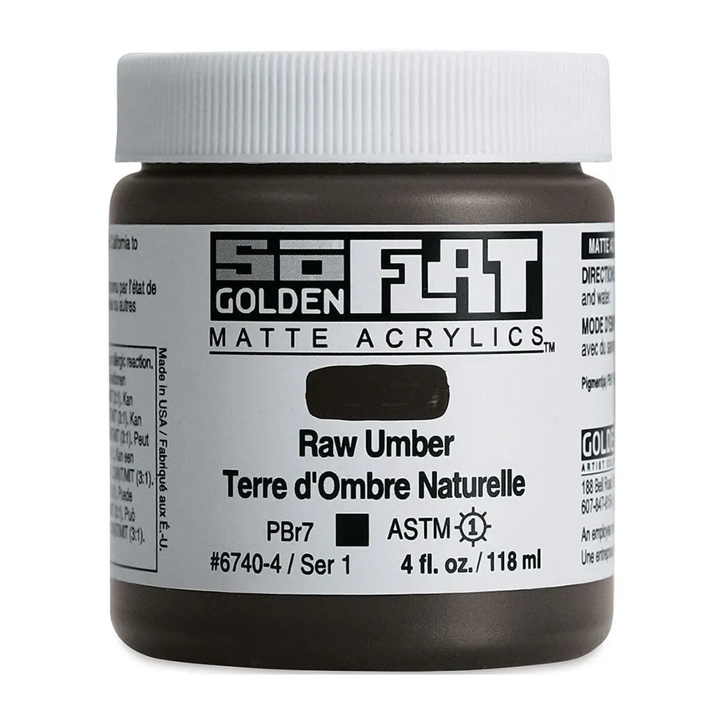Golden SoFlat Matte Acrylic Paint 4oz Raw Umber S1