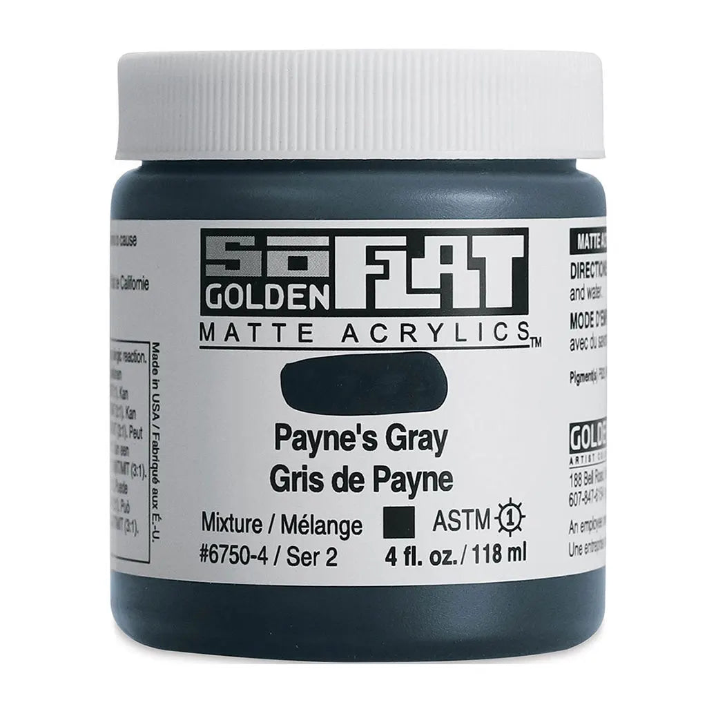 Golden SoFlat Matte Acrylic Paint 4oz Payne's Gray S2