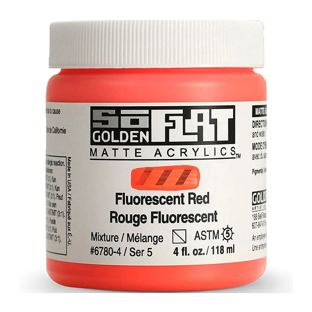 Golden SoFlat Matte Acrylic Paint 4oz Fluorescent Red S5
