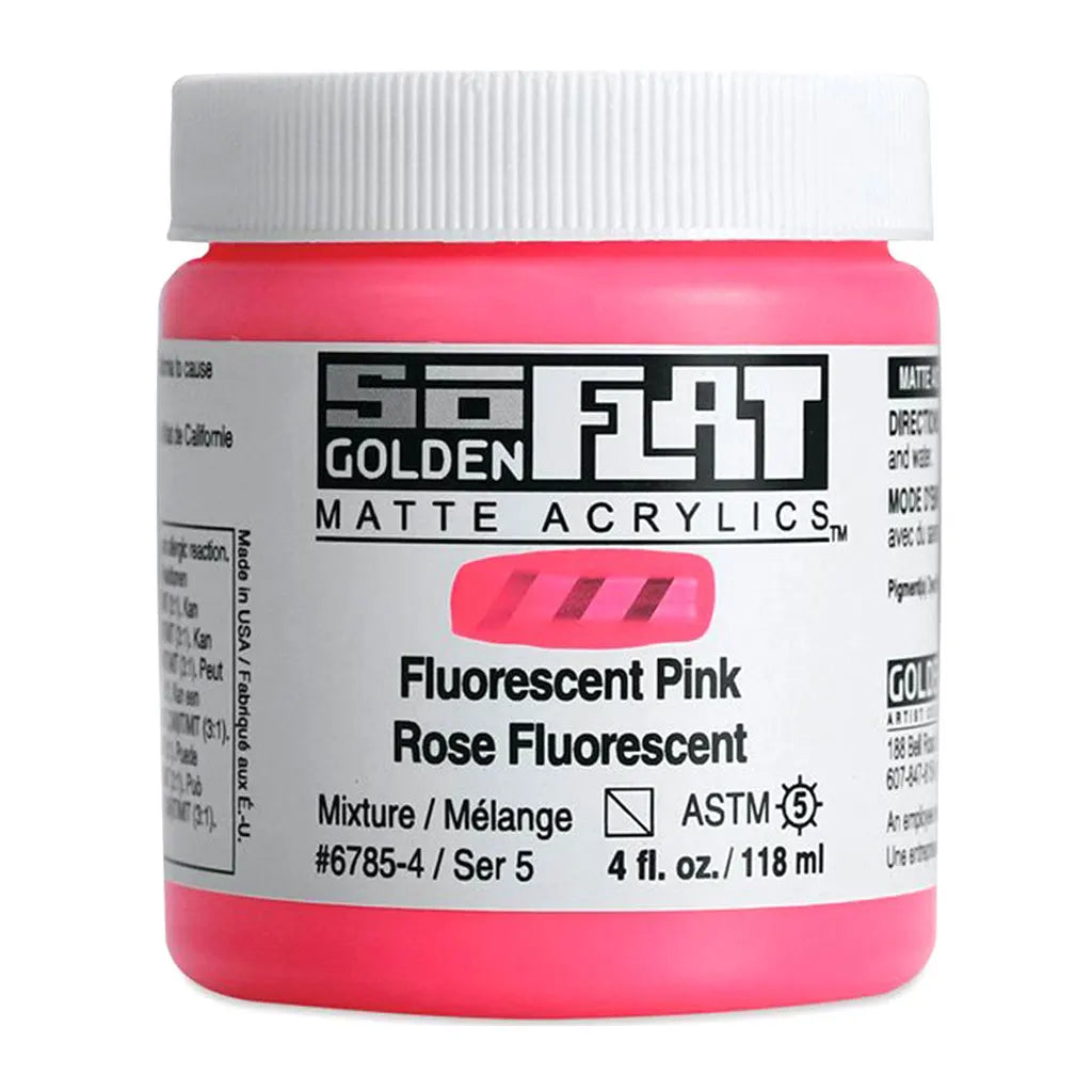 Golden SoFlat Matte Acrylic Paint 4oz Fluorescent Pink S5