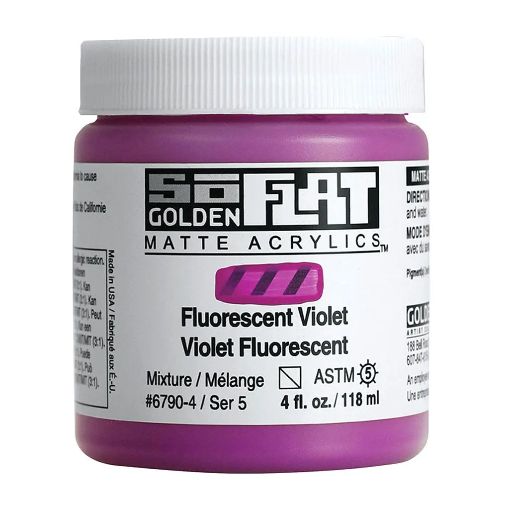 Golden SoFlat Matte Acrylic Paint 4oz Fluorescent Violet S5