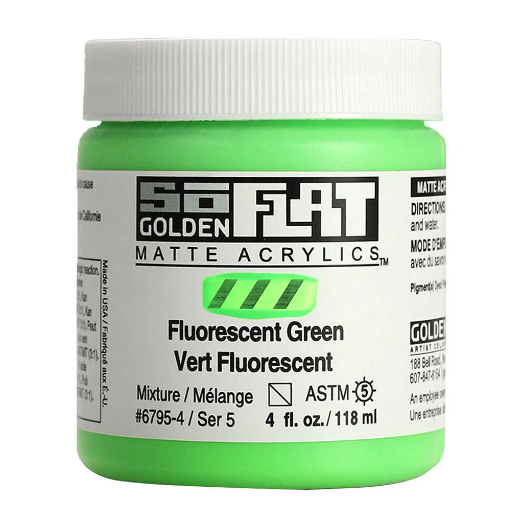 Golden SoFlat Matte Acrylic Paint 4oz Fluorescent Green S5