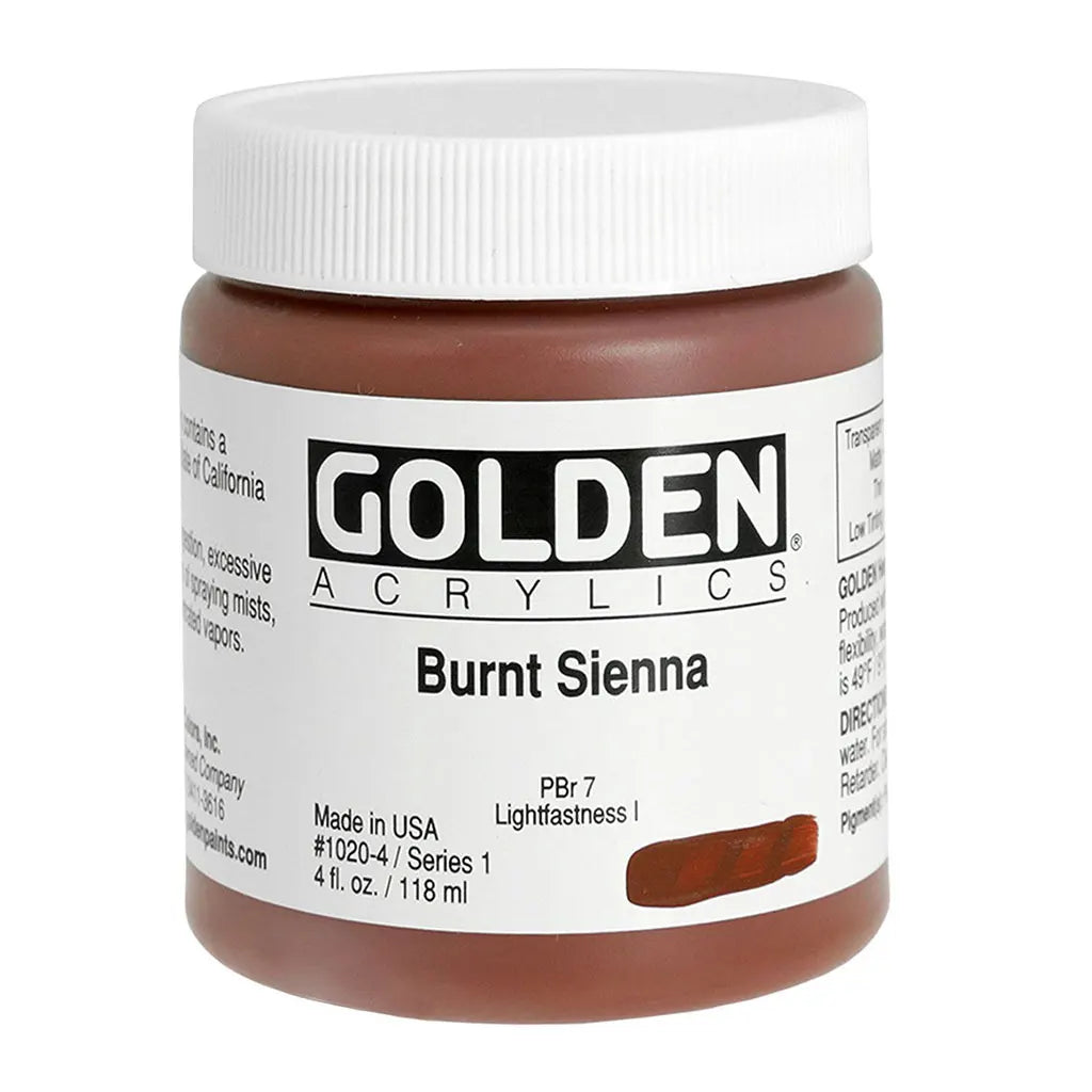 Golden Heavy Body Acrylic 4oz Burnt Sienna S1
