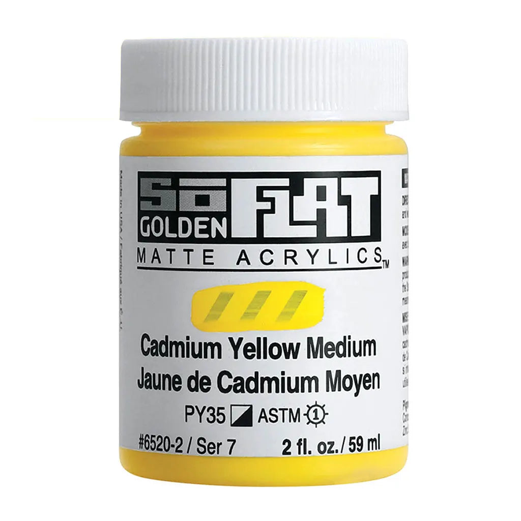 Golden SoFlat Matte Acrylic Paint 2oz Cadmium Yellow Medium S7