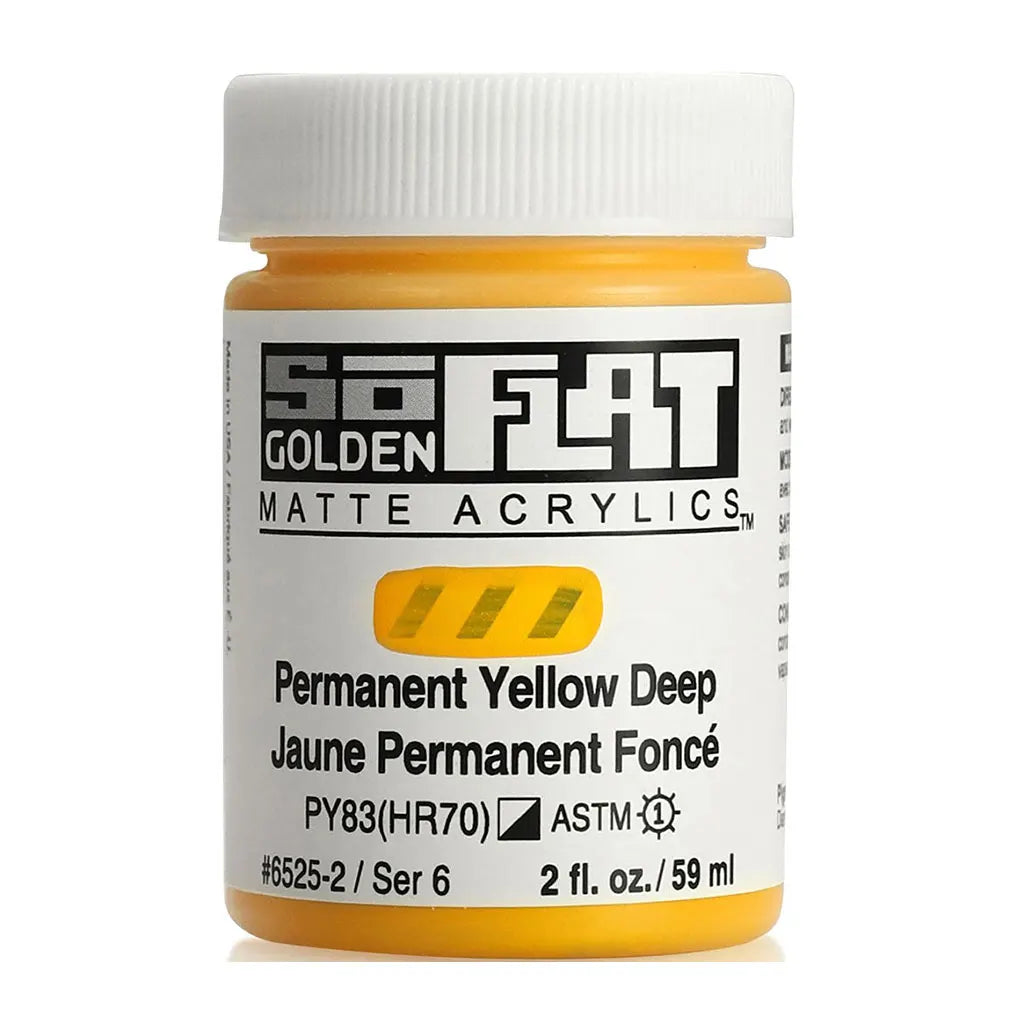 Golden SoFlat Matte Acrylic Paint 2oz Permanent Yellow Deep S6