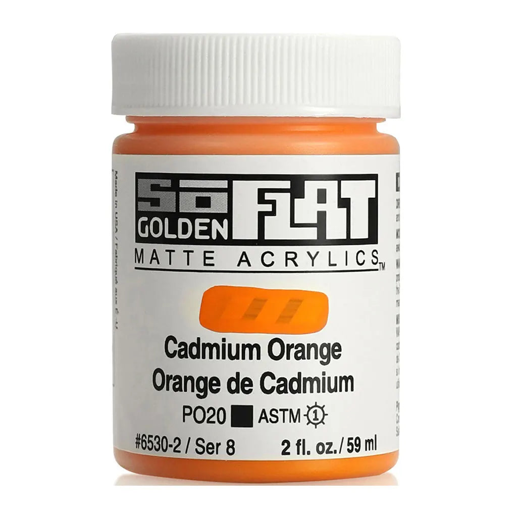 Golden SoFlat Matte Acrylic Paint 2oz Cadmium Orange S8
