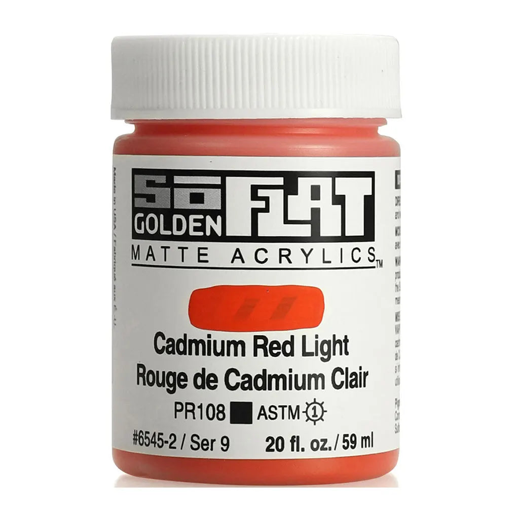 Golden SoFlat Matte Acrylic Paint 2oz Cadmium Red Light S9