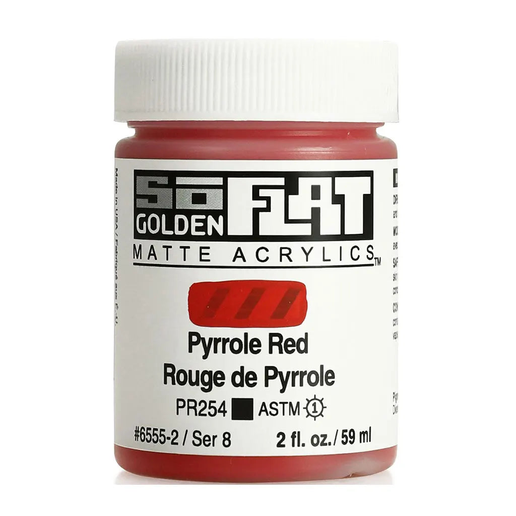 Golden SoFlat Matte Acrylic Paint 2oz Pyrrole Red S8