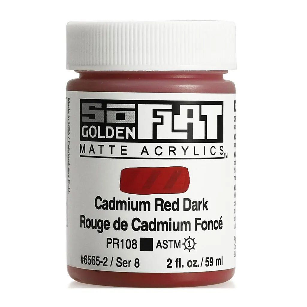 Golden SoFlat Matte Acrylic Paint 2oz Cadmium Red Dark S8