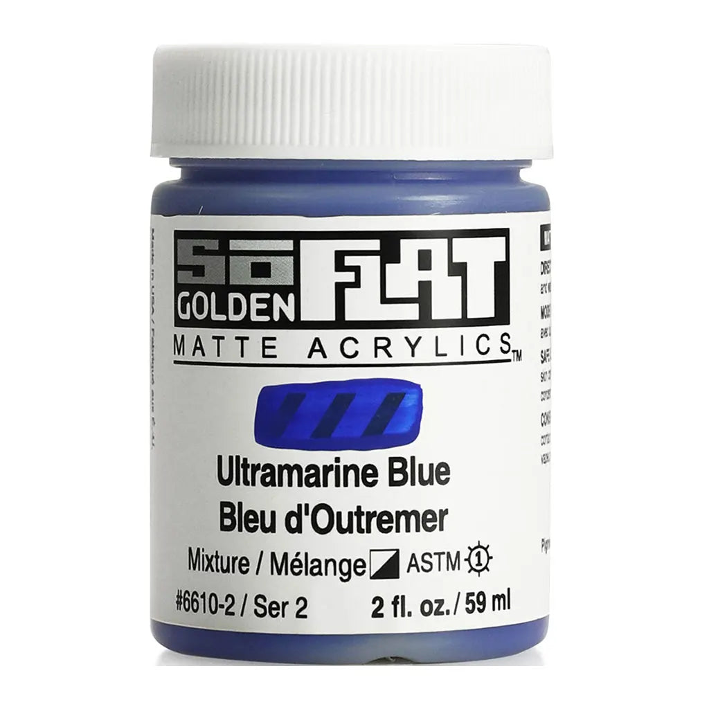 Golden SoFlat Matte Acrylic Paint 2oz Ultramarine Blue S2