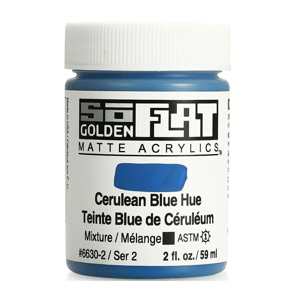 Golden SoFlat Matte Acrylic Paint 2oz Cerulean Blue Hue S2