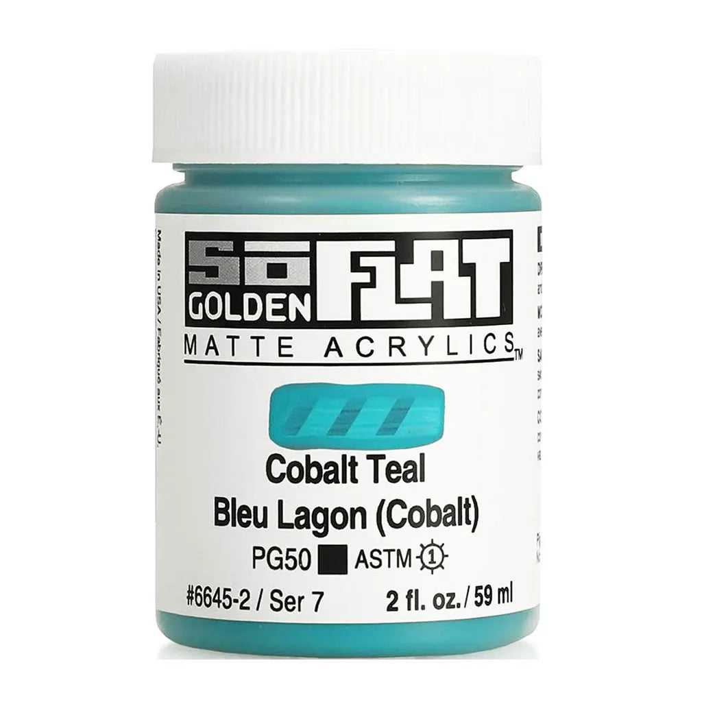 Golden SoFlat Matte Acrylic Paint 2oz Cobalt Teal S7