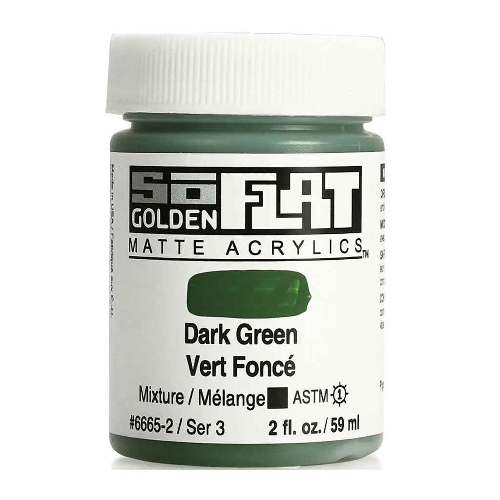 Golden SoFlat Matte Acrylic Paint 2oz Dark Green S3