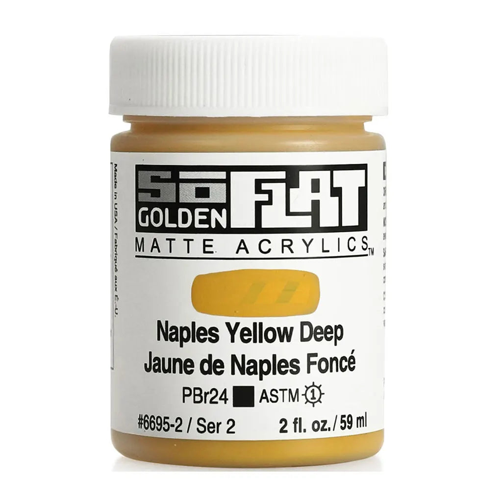 Golden SoFlat Matte Acrylic Paint 2oz Naples Yellow Deep S2